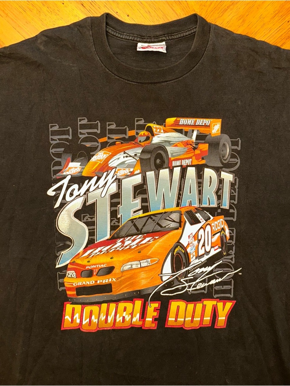 Vintage Tony Stewart Tshirt 2XL Home Depot Double Duty 1999 Chase Authentics 90s